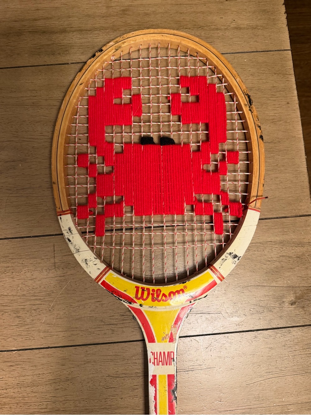 Wilson Red Crab Pixel Art Tennis Racket Wall Piece